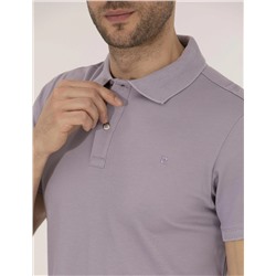 Lila Slim Fit Polo Yaka Merserize Tişört