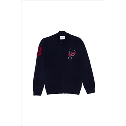 Erkek Çocuk Lacivert Fermuarlı Triko Hırka