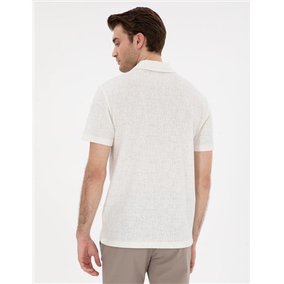 Ekru Slim Fit Polo Yaka Tişört