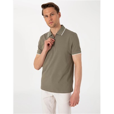 Haki Slim Fit Polo Yaka Tişört