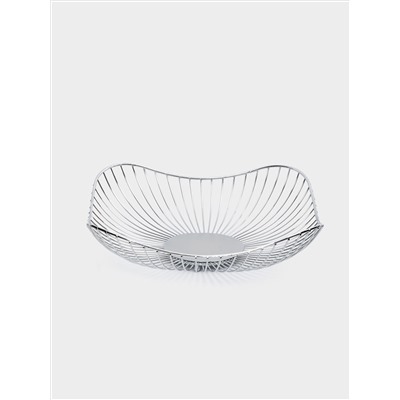 Корзина для фруктов, 28 см, металл, серебристая, Волны, Spin