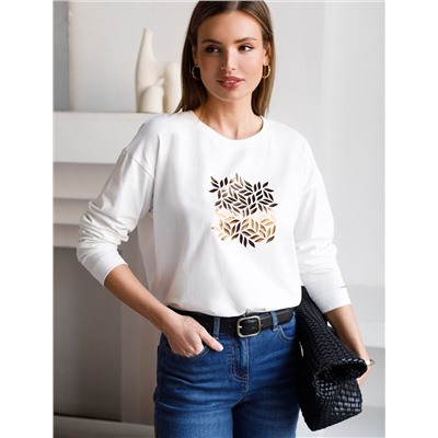 Лонгслив с принтом из премиального хлопка с эластаном