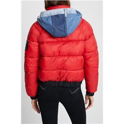 Chaqueta corta acolchada doble capucha