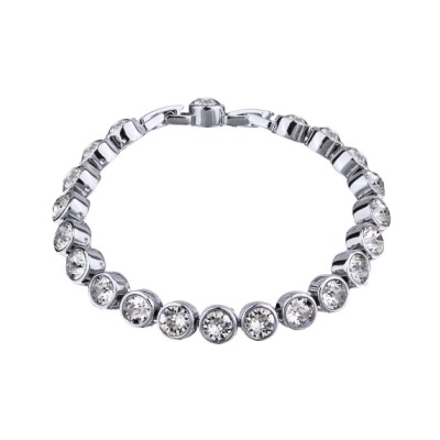 Браслет Теннис (кристаллы SW белые 6мм; покрытие родий) 18-20см, Есть комплект