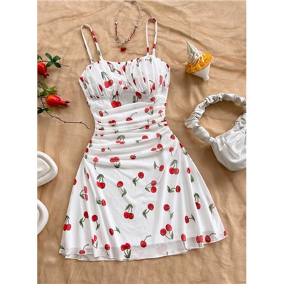 Soleia Women's Summer Vacation Blue & White Floral Mesh Slip Dress Summer Dress Vacation Outfits Women Holiday Dresses For Women Floral Dress Yellow Dress