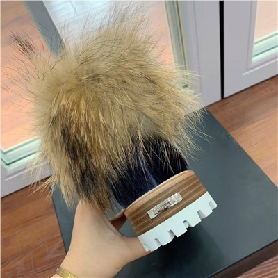 Женские ботинки с опушкой из меха лисы