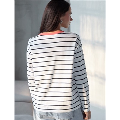 Лонгслив в полоску из премиального хлопка с эластаном