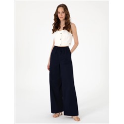 Lacivert Yüksek Bel Loose Fit Pantolon
