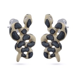 Серьги Змея (эмаль черная, серая; покрытие родий), Есть комплект