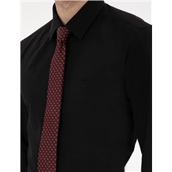 Siyah Slim Fit Uzun Kollu Basic Gömlek