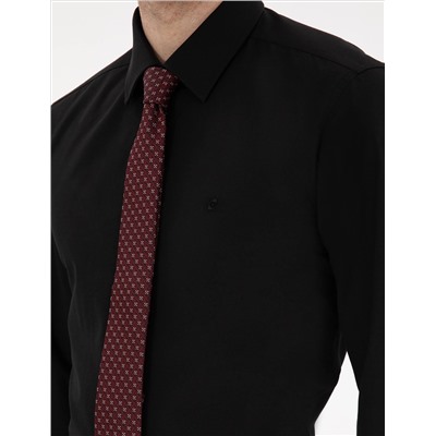 Siyah Slim Fit Uzun Kollu Basic Gömlek