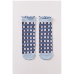 Calcetines cortos estampado cuadros azul