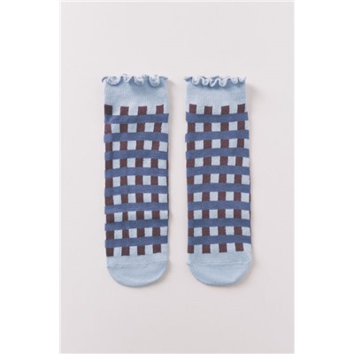 Calcetines cortos estampado cuadros azul