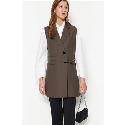 TRENDYOL MODEST Vizon Zincir Kemer Detaylı Dokuma Yelek TCTAW23YL00013