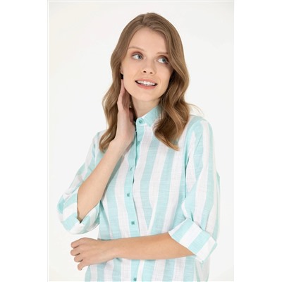 Kadın Mint Uzun Kollu Gömlek