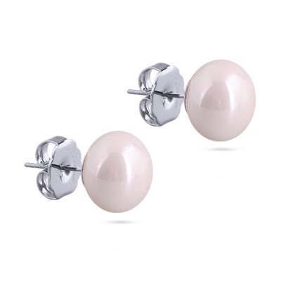 Пусеты (Майорка 12мм розовая; покрытие родий), Есть комплект