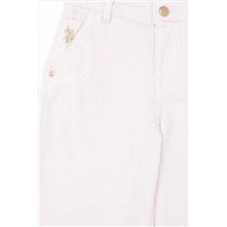 Kız Çocuk Ekru Kanvas Pantolon