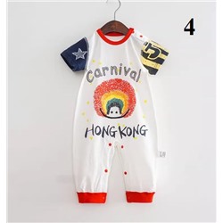 Милый комбинезон с короткими рукавами для мальчиков и девочек из чистого хлопка