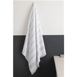 Gastonne Pamuklu Banyo Havlusu - Beyaz/Yeşil - 75x150 cm