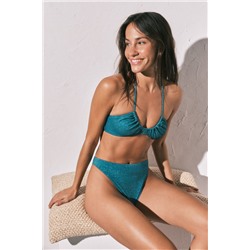 Braga bikini high leg azul brillo