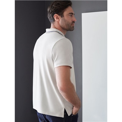 Футболка поло с плетеным воротником на пуговицах из эластичного хлопка