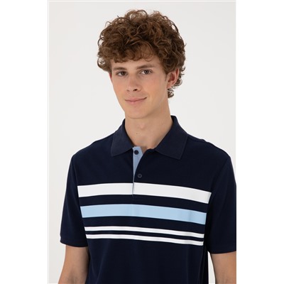 Erkek Regular Fit Polo Yaka Lacivert Tişört