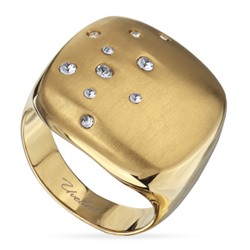 Кольцо Геометрия (кристаллы SW белые; покрытие сатиновое золото), Есть комплект