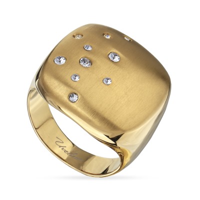 Кольцо Геометрия (кристаллы SW белые; покрытие сатиновое золото), Есть комплект