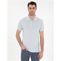 Açık Mavi Slim Fit %100 Pamuk Polo Yaka Basic Tişört