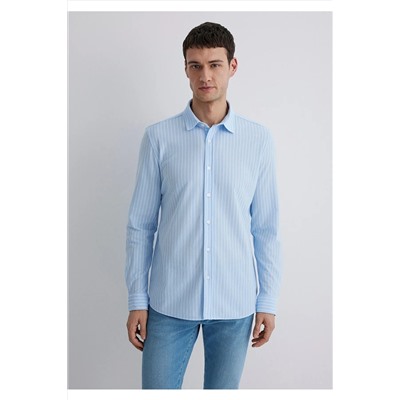 Mavi Çizgili Mavi Gömlek Slim Fit / Dar Kesim 0211404-89506