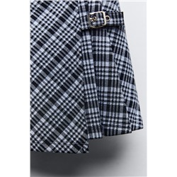 CHECKED SKIRT WITH BUCKLE