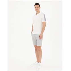 Gri Slim Fit Gofre Dokuma Şort