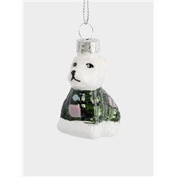 Игрушка елочная, 4 см, стекло, зеленая, Собака, New year