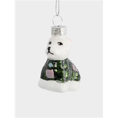 Игрушка елочная, 4 см, стекло, зеленая, Собака, New year