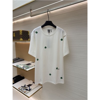 Футболка унисекс со стильной  и нежной вышивкой клевера 2 цвета  ДИО*Р