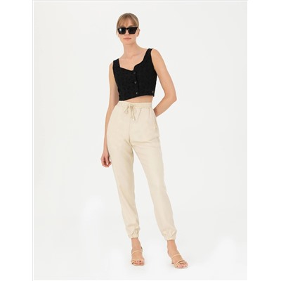 Siyah Crop Top Bluz