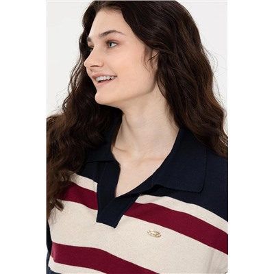 Kadın Lacivert V - Yaka Kazak