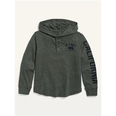 Logo-Graphic Lightweight Slub-Knit Pullover Tee Hoodie for Boys