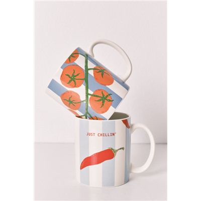 Pack 2 tazas estampado rayas, chiles y tomates