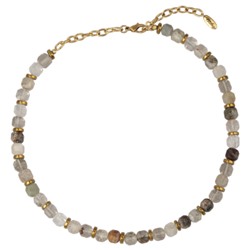 Колье Селена (фантомный кварц 8мм; покрытие золото) 39-50см, Есть комплект