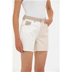 Kadın Krem Jean Şort
