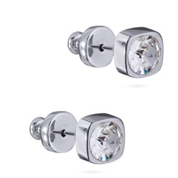 Пусеты Теннис (кристаллы SW белые 4мм; покрытие родий), Есть комплект