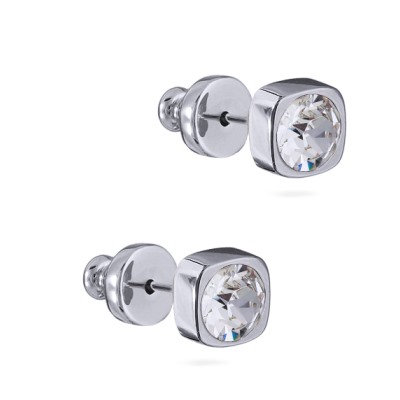 Пусеты Теннис (кристаллы SW белые 4мм; покрытие родий), Есть комплект