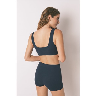 Pantalón corto canalé azul oscuro