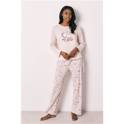 Pijama largo rosa algodón Snoopy