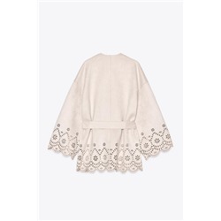 OPENWORK SUEDE-EFFECT TRENCH COAT