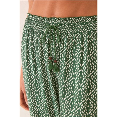 Pantalón largo viscosa estampado geométrico