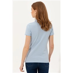 Kadın Açık Mavi Basic Polo Yaka Tişört