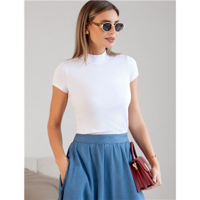 Футболка из фактурного трикотажа в рубчик