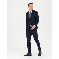 Lacivert Slim Fit Çizgili Takım Elbise